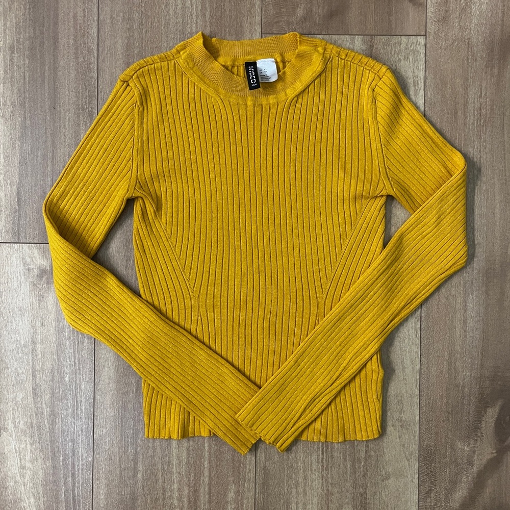 Divided H&M Yellow Ribbed Knit Sweater